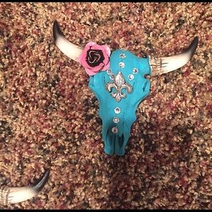 COPY - Cow skulls rearview mirror bling decor
